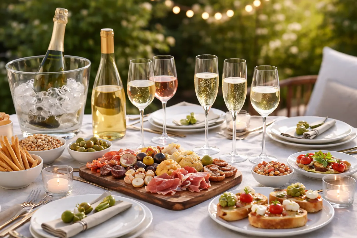 Comment établir un service de table pour un apéritif avec du vin et du champagne